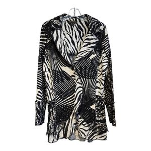 Picadilly Fashion Black and White Sweater Jacket, Medium